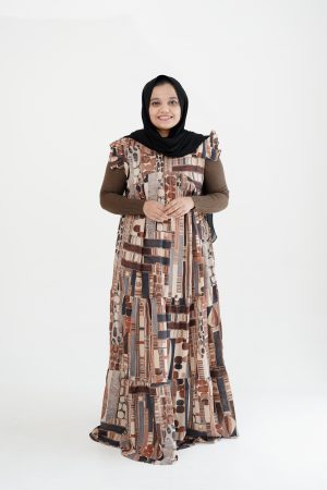 DSC07844 Abstract Print Layered Maxi Dress