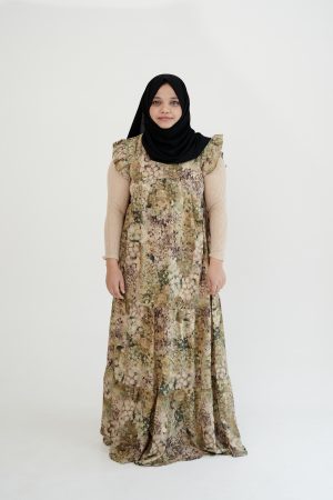 DSC08074 Abstract Print Layered Maxi Dress